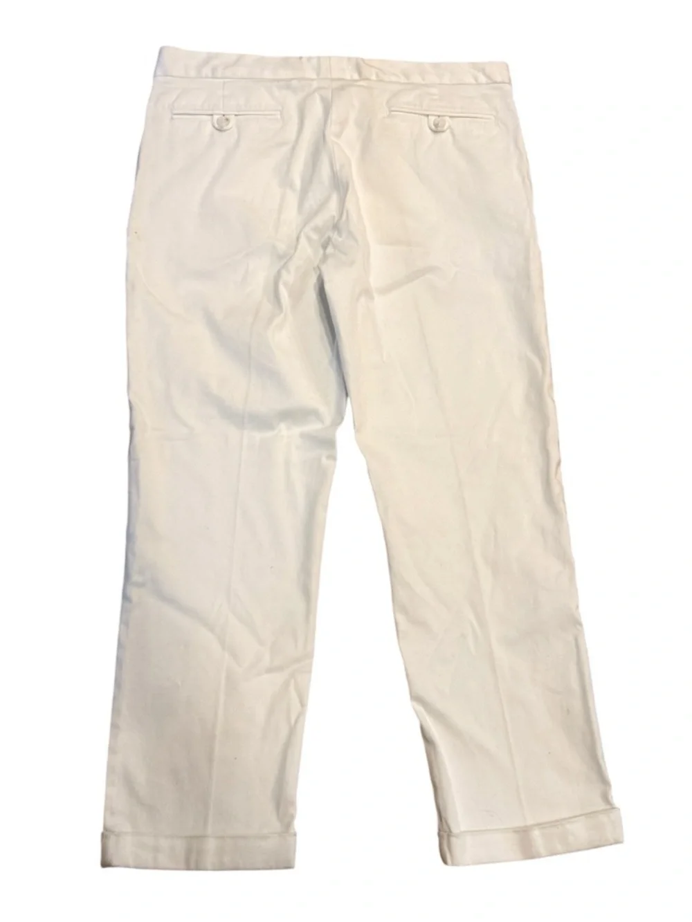 Ralph Lauren Sport Cropped Cuffed Chino Zip Fly Cotton Pants White 10